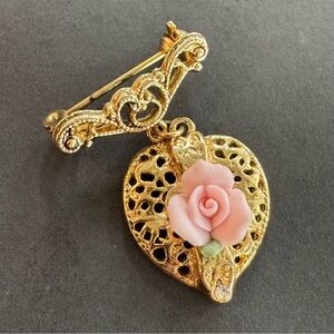 Rose & Heart Pin